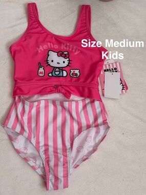 Sanrio Hello Kitty Girls One-Piece Swimsuit with UPF 50+, Medium